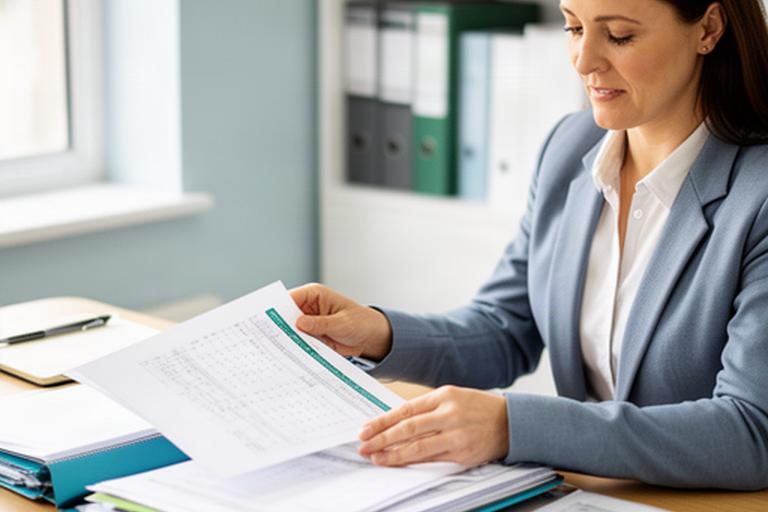Local adviser in a Limavady office arranging business records and planning notes for a client meeting